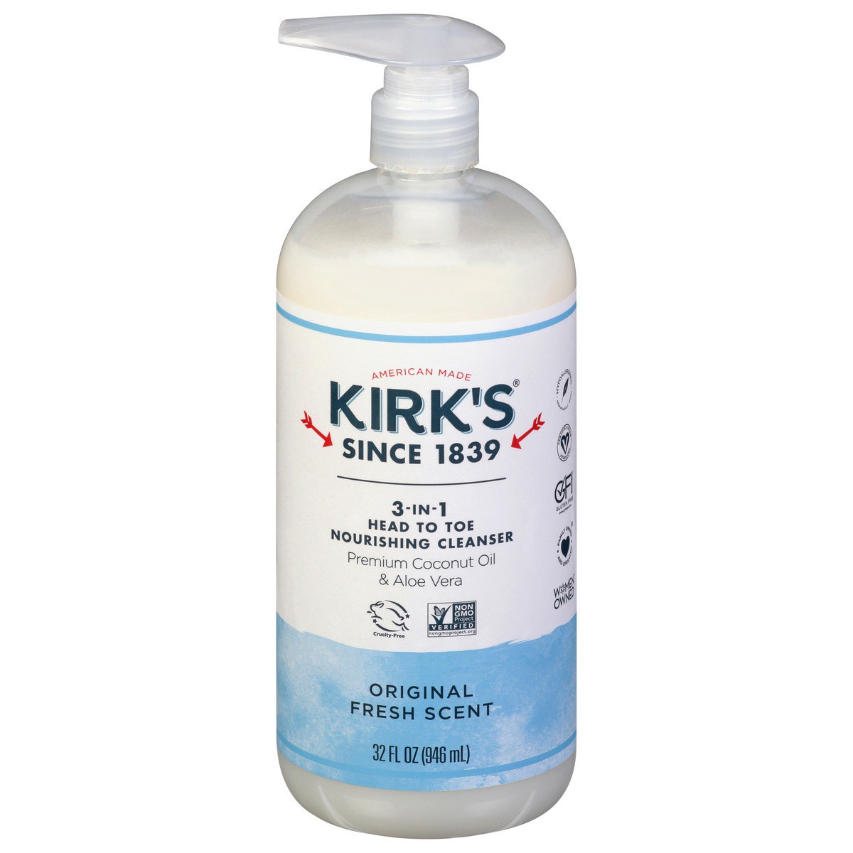 slide 1 of 9, Kirk's 3-in-1 Head To Toe Nourishing Original Fresh Scent Cleanser, 1 ct