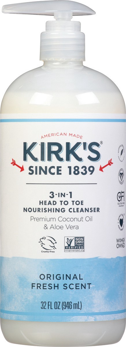 slide 6 of 9, Kirk's 3-in-1 Head To Toe Nourishing Original Fresh Scent Cleanser, 1 ct