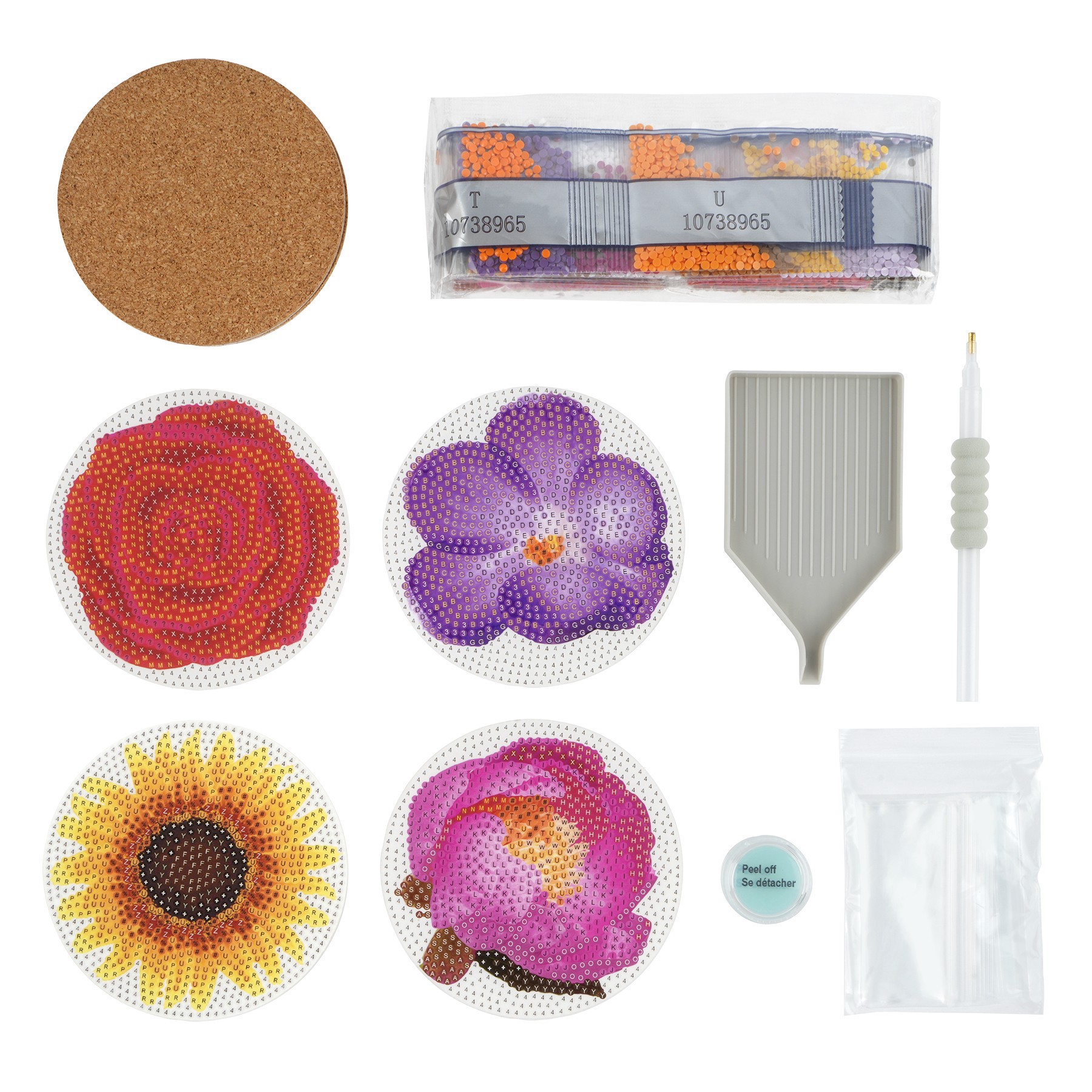 slide 6 of 6, Round Flower Diamond Art Coaster Kit By Make Market, 4 in x 4 in