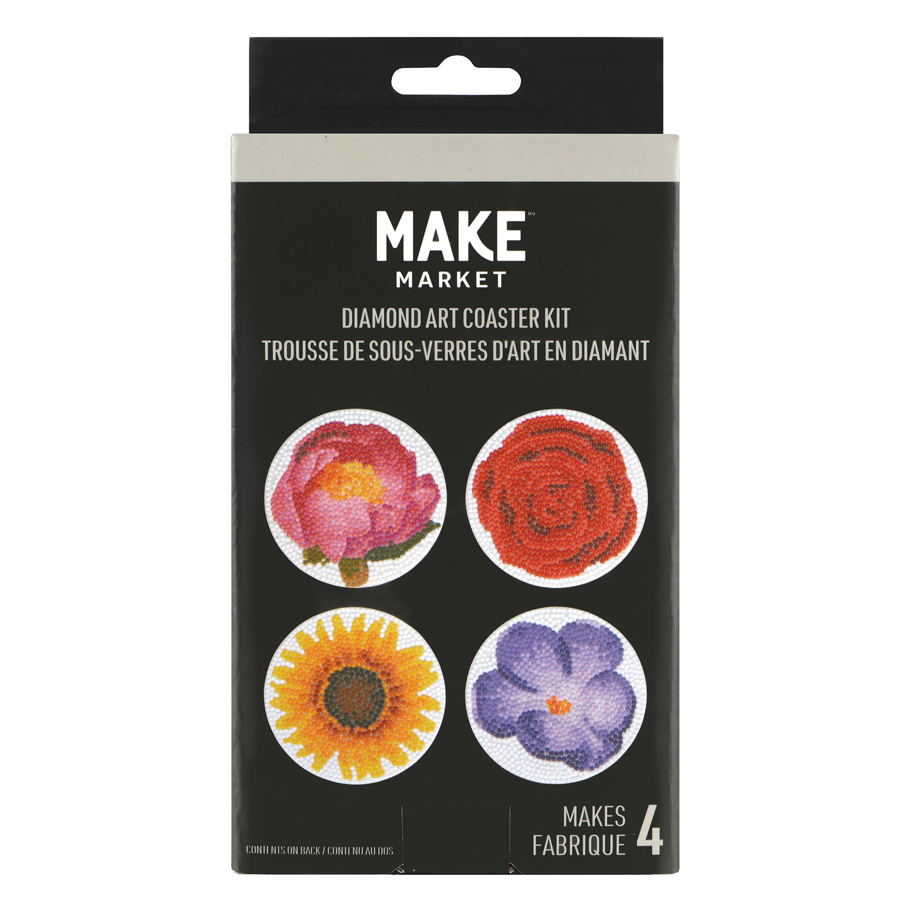 slide 3 of 6, Round Flower Diamond Art Coaster Kit By Make Market, 4 in x 4 in