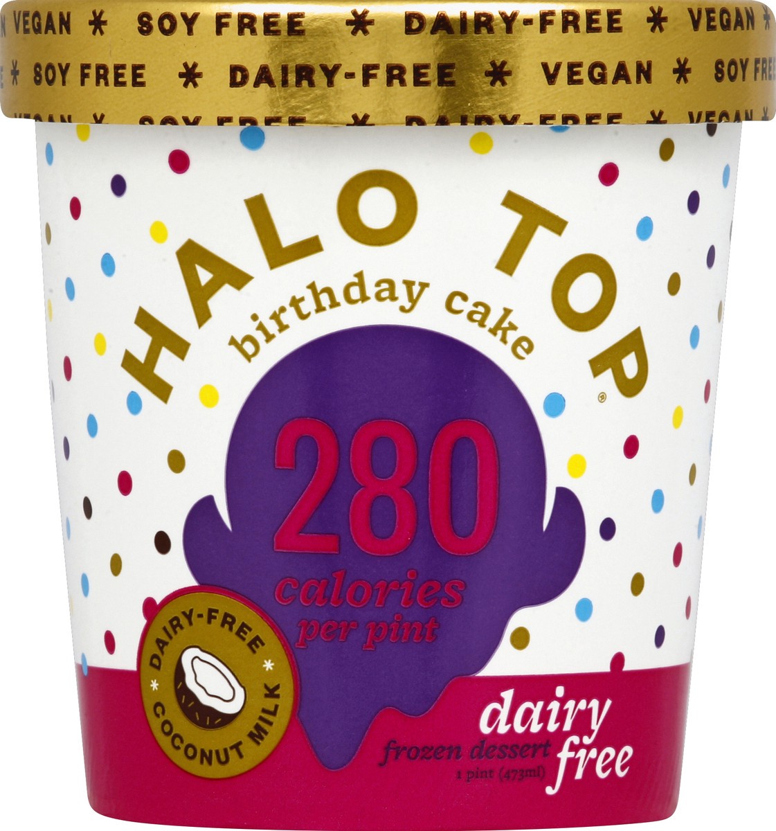 slide 5 of 7, Halo Top CreameryCreamery Halo Top CreameryDairy-Free Birthday Cake Frozen Dessert, 16 oz