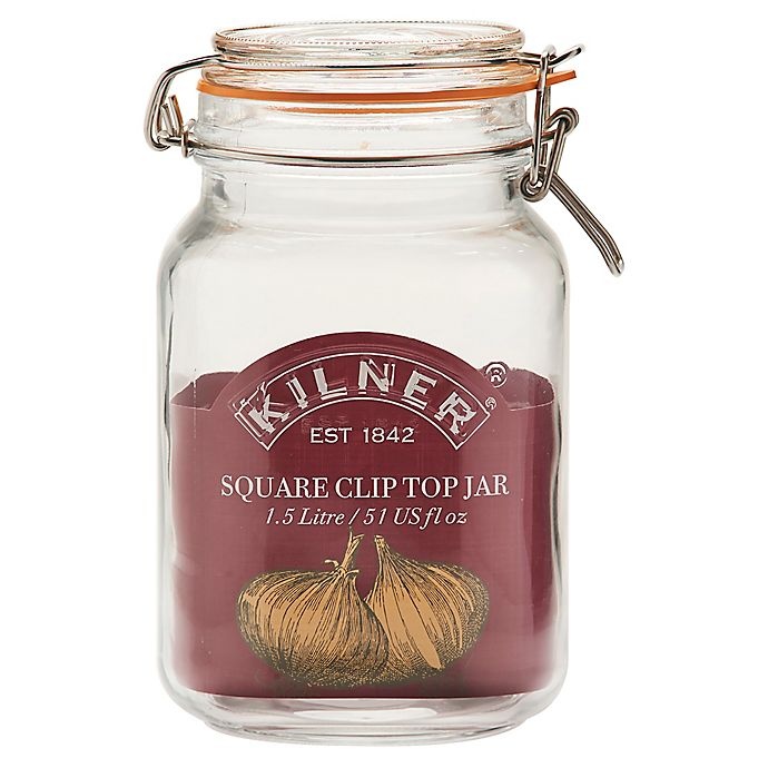 slide 2 of 3, Kilner Square Clip Top Canning Jar, 51 oz