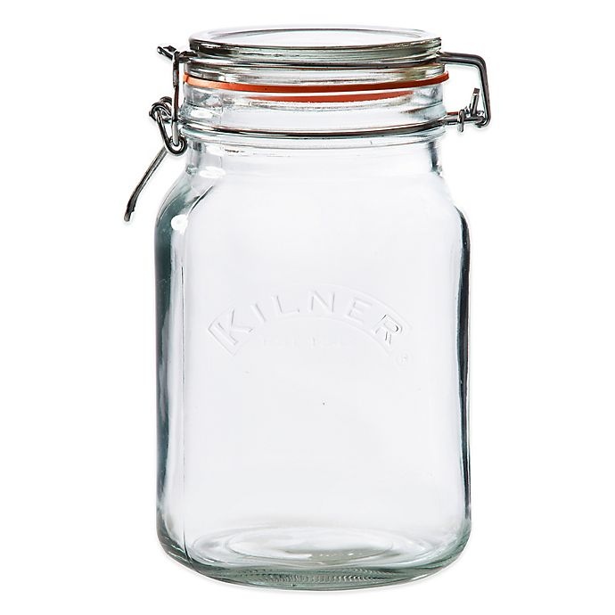 slide 1 of 3, Kilner Square Clip Top Canning Jar, 51 oz