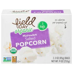 Field Day Organic Microwave Salted Popcorn 3 - 3 oz Bags