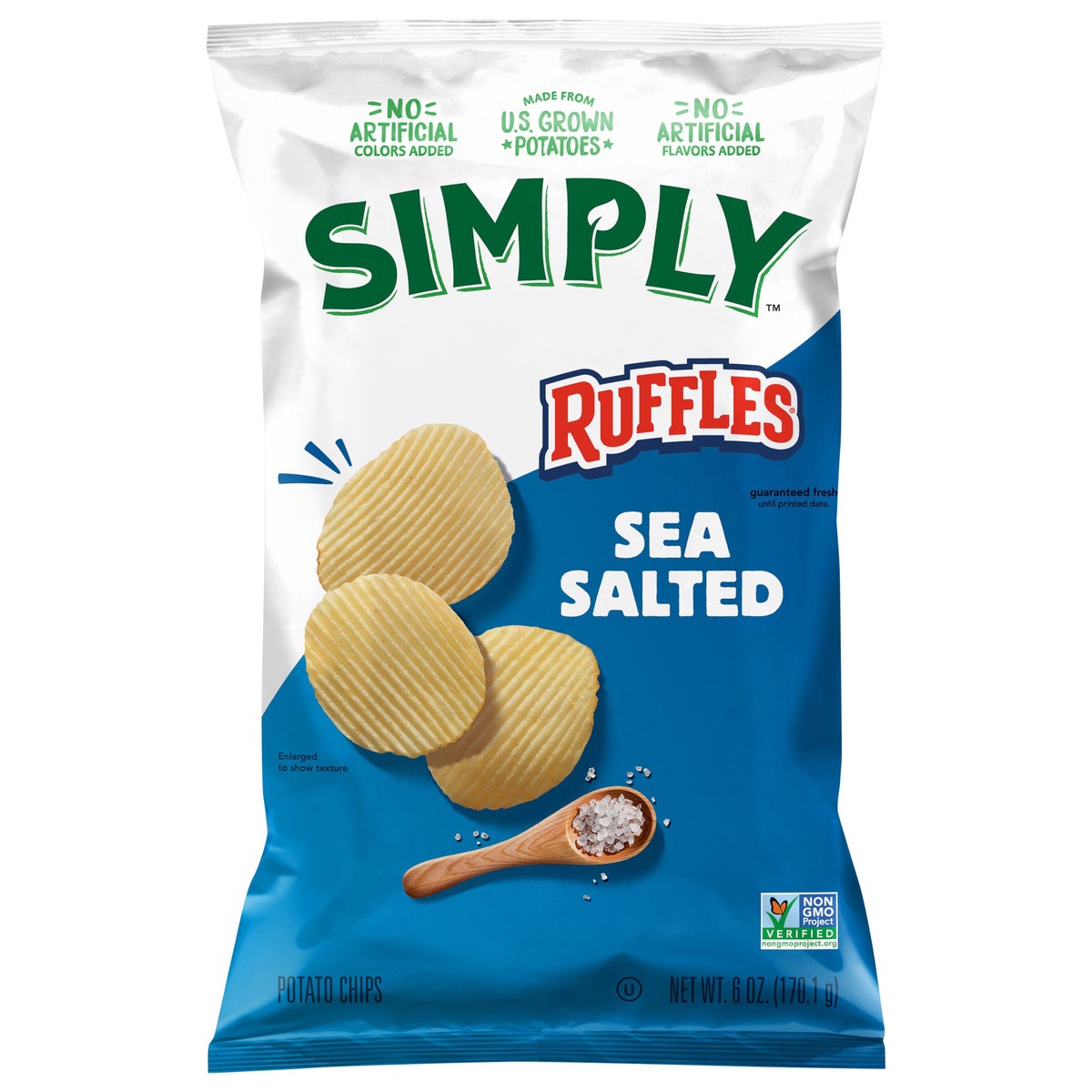 slide 1 of 9, Simply Ruffles Potato Chips Sea Salt, 6 oz, 6 oz