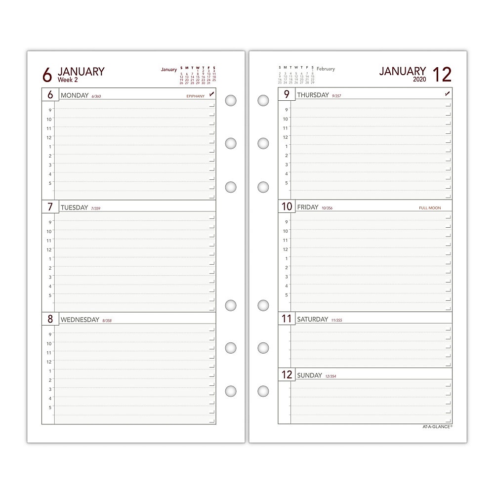 slide 1 of 1, Day Runner Weekly Planner Refill, Size 3, 3-3/4'' X 6-3/4'', January To December 2020, 063-285Y, 1 ct
