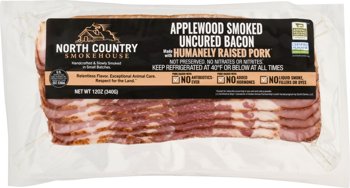 slide 4 of 9, North Country Smokehouse Applewood Smoked Uncured Bacon 12 oz, 12 oz
