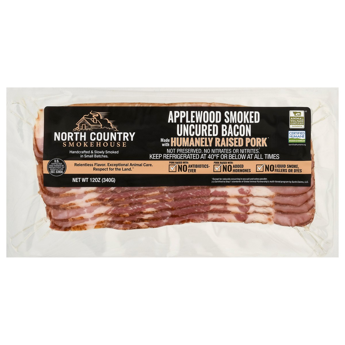 slide 1 of 9, North Country Smokehouse Applewood Smoked Uncured Bacon 12 oz, 12 oz