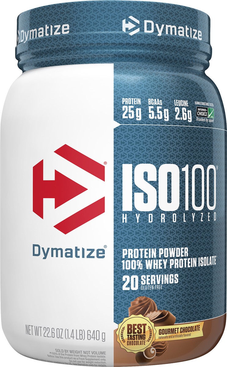 slide 1 of 4, Dymatize ISO100 Hydrolyzed Gourmet Chocolate Protein Powder 22.6 oz, 22.6 oz