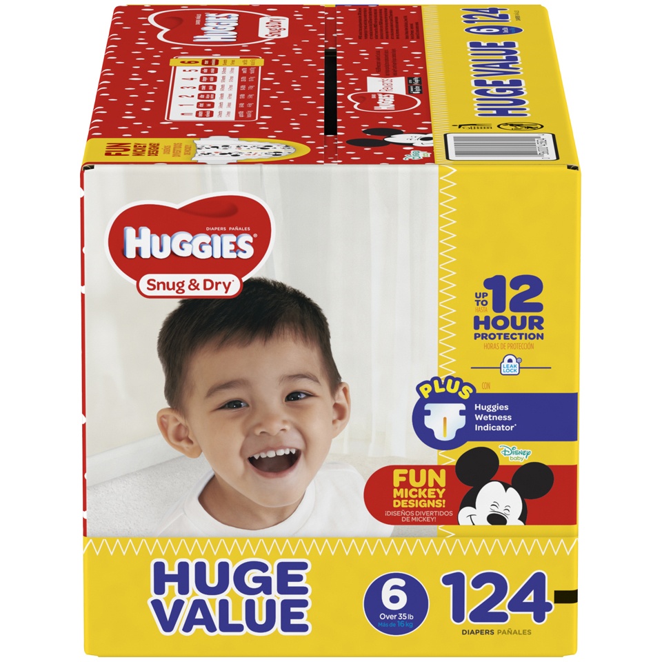 slide 1 of 1, Huggies Snug & Dry Diapers Size 6, 124 ct