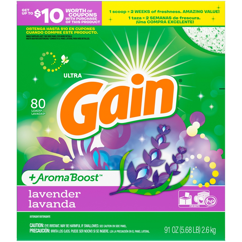 slide 1 of 1, Gain Ultra Lavender Powder Detergent, 91 oz