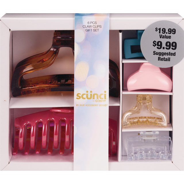 slide 1 of 1, scünci 6-Pk Glam Claw Clips, 6 ct