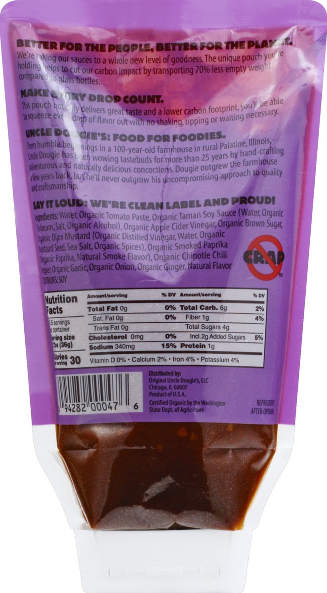 slide 6 of 6, Uncle Dougie's Organic Chipotle Bbq Sauce Pouch, 13.5 oz