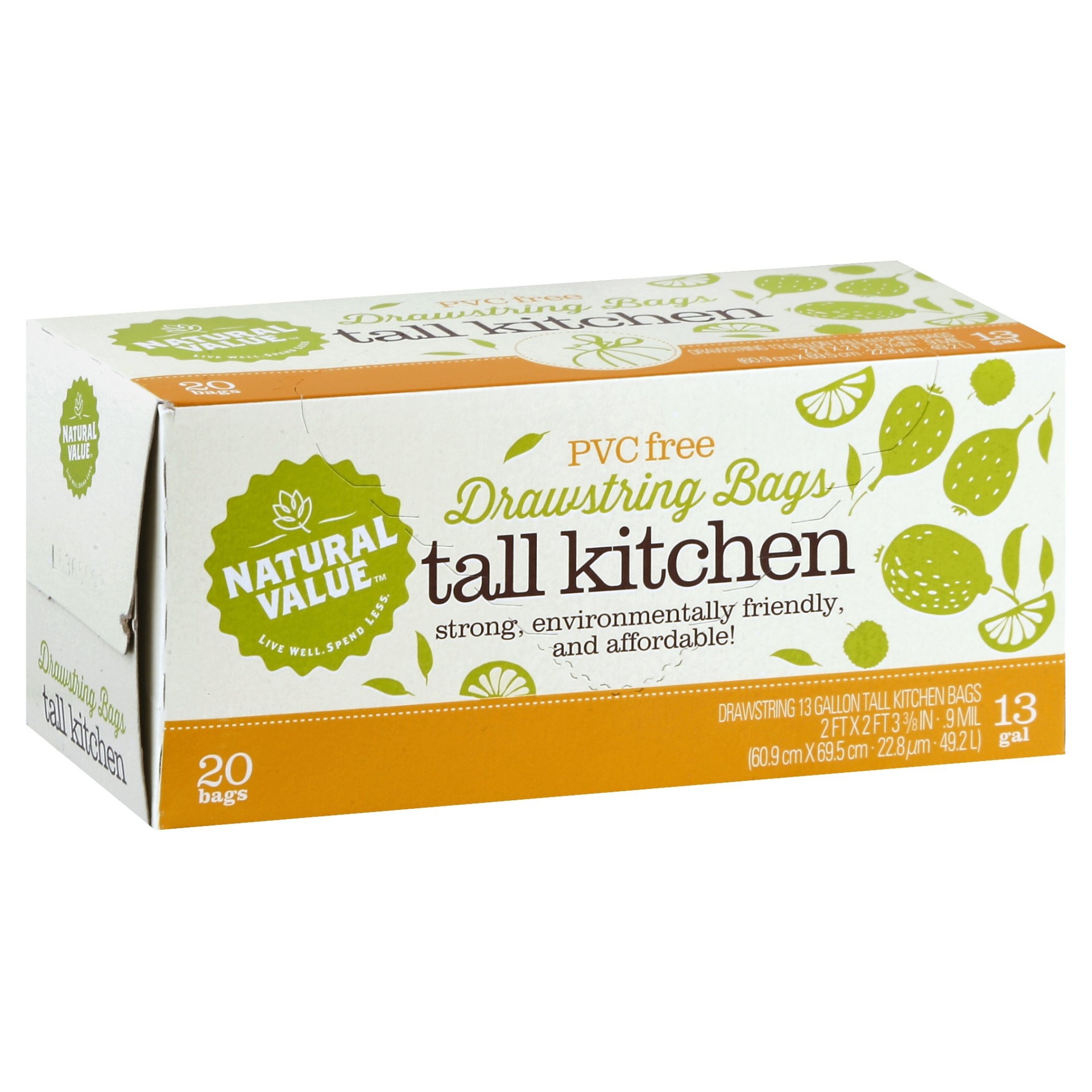 slide 1 of 1, Natural Value Tall Kitchen Bags 20 ea, 20 ct