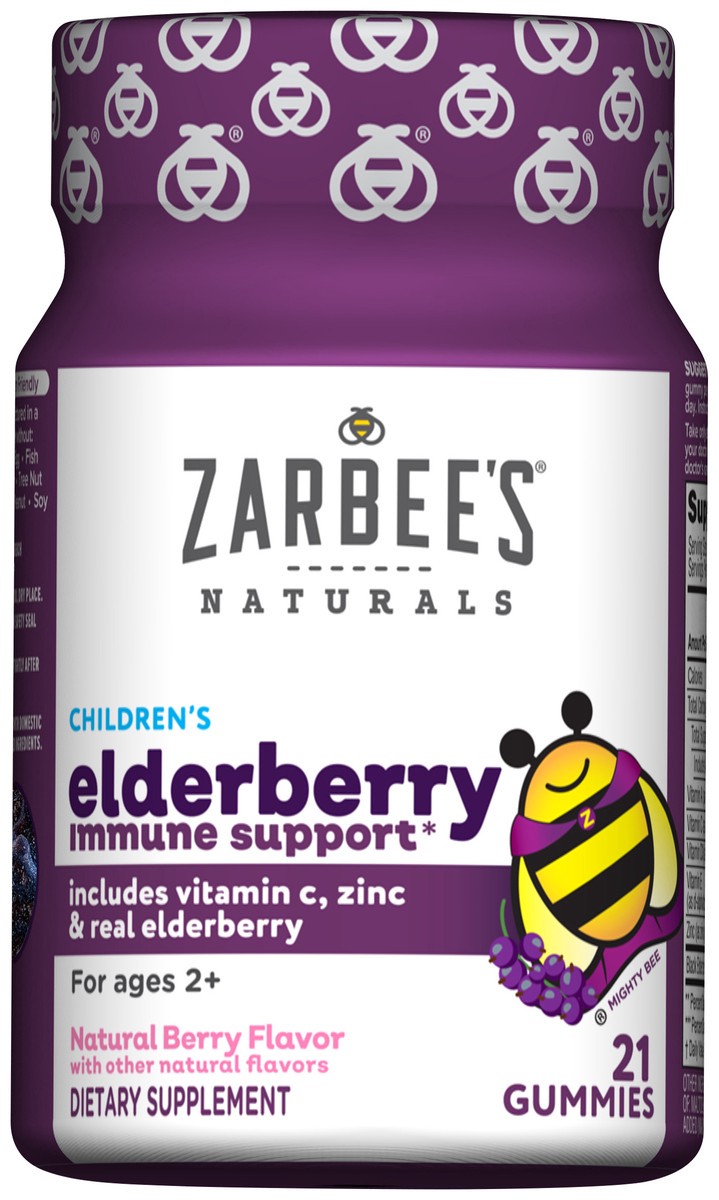 slide 2 of 8, Zarbee's Naturals Kid's Daily Immune Support* Gummies with Real Elderberry, Vitamins A, C, D, E, & Zinc, 21ct, 21 ct
