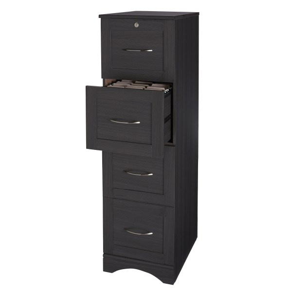 slide 1 of 7, Realspace Pelingo 22''D 4-Drawer Letter/Legal Vertical File Cabinet, Dark Gray, 1 ct