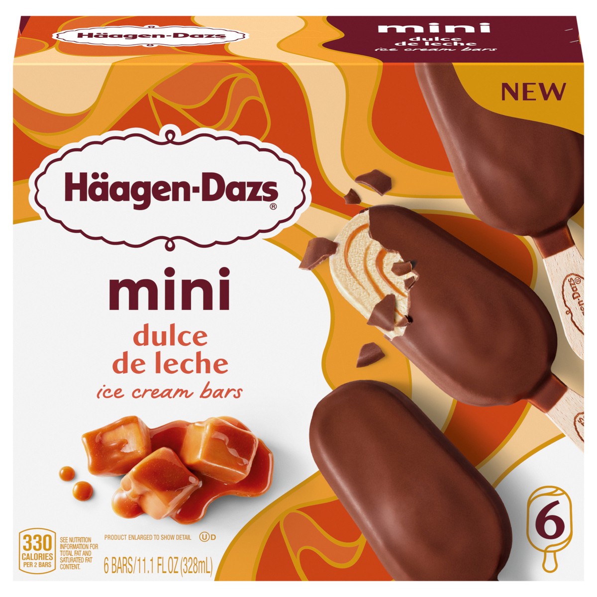 slide 1 of 14, Häagen-Dazs Dulce de Leche Mini Ice Cream Bars 6 Bars, 6 ct