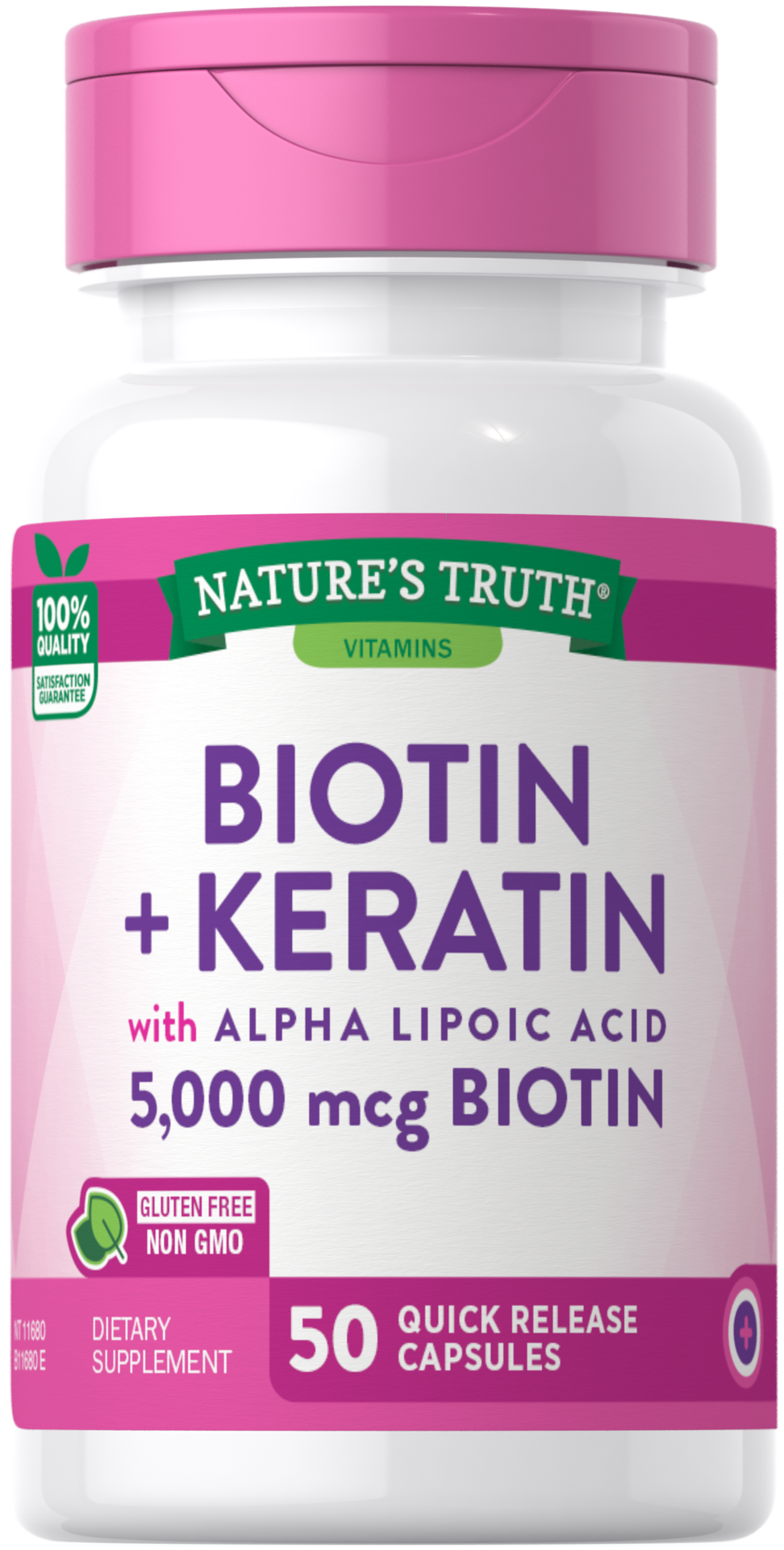 slide 1 of 4, Nature's Truth Biotin 5,000 mcg plus Keratin with Alpha Lipoic Acid, 50 ct