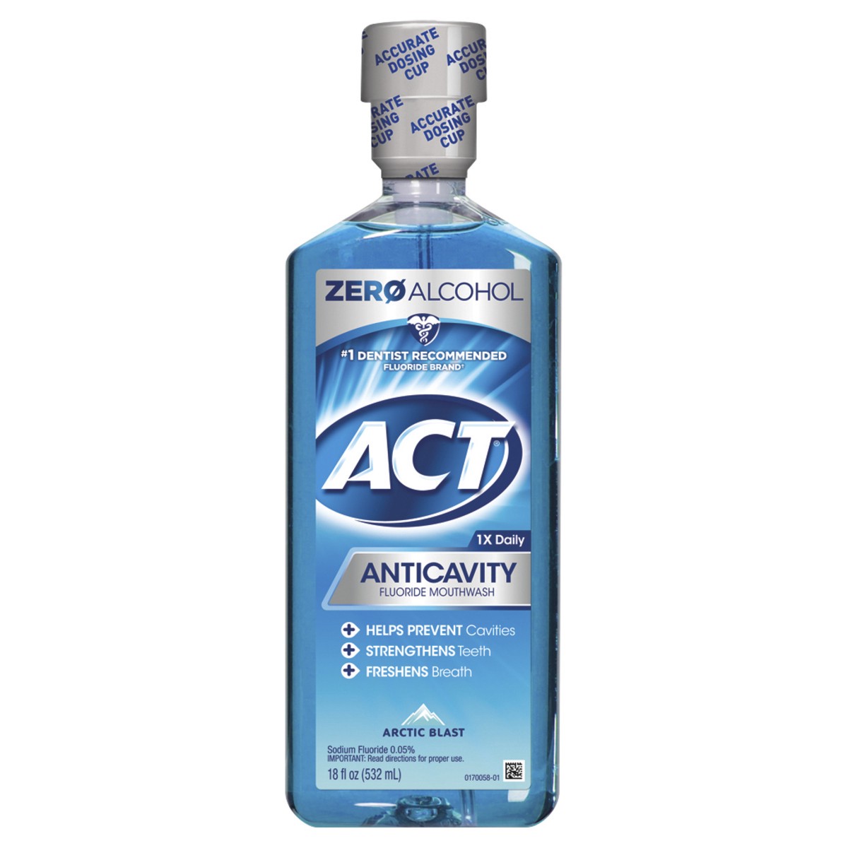 slide 1 of 1, ACT Arctic Blast Anticavity Fluoride Mouthwash, 18 fl oz