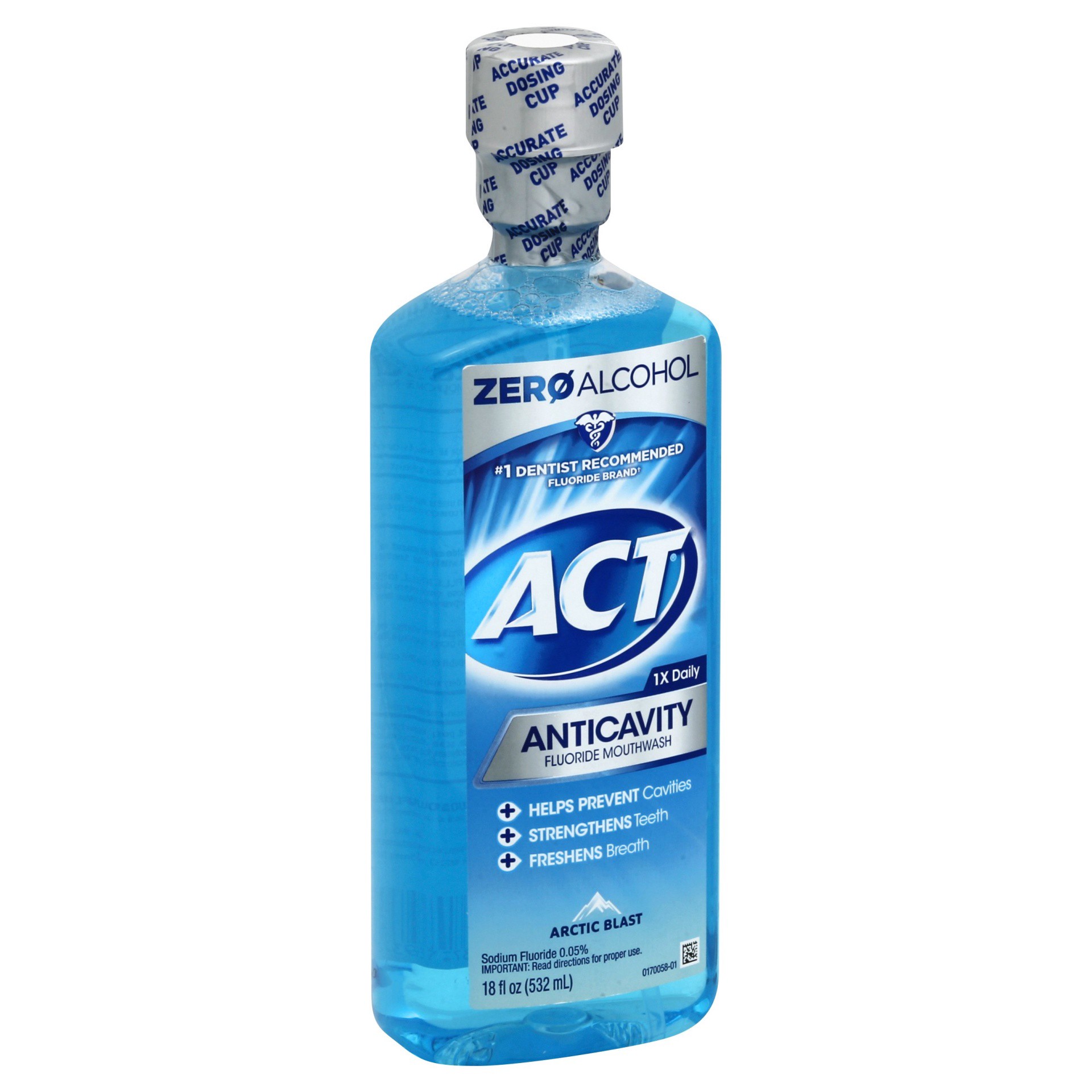slide 1 of 1, ACT Arctic Blast Anticavity Fluoride Mouthwash, 18 fl oz