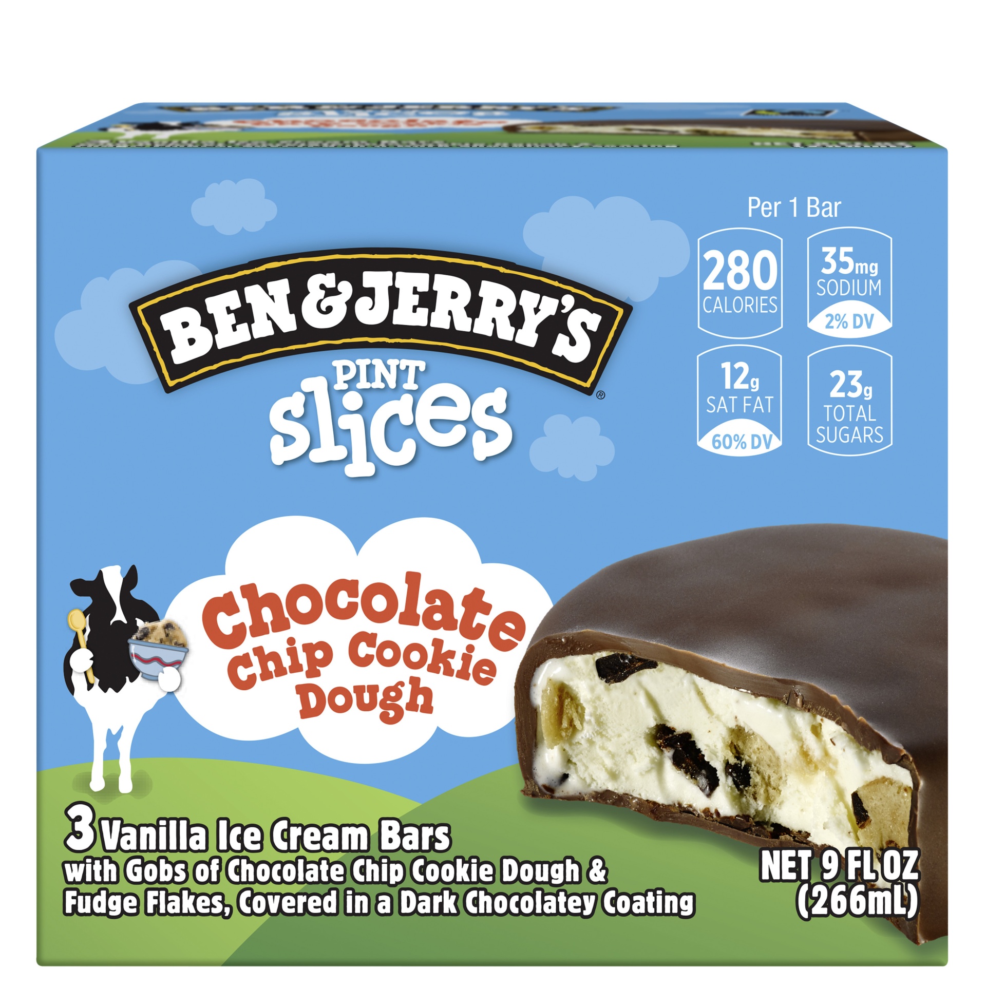 slide 1 of 8, Ben & Jerry's Ben & Jerrys Chocolate Chip Cookie Dough Ice Cream Bar 3Ct, 3 ct; 3 fl oz