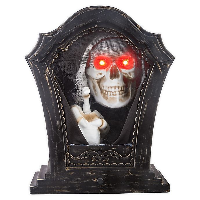 slide 1 of 1, Gemmy Halloween Tombstone with Tapping Skeleton, 1 ct