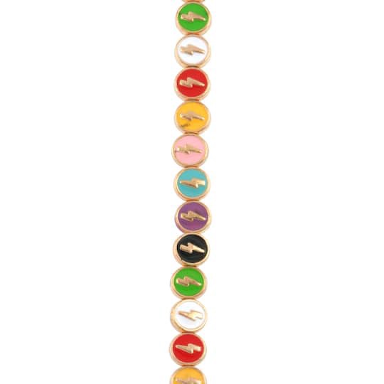 slide 1 of 3, Multicolor Gold Lightning Enamel Metal Coin Beads, 7.5mm By Bead Landing, 7.5mm