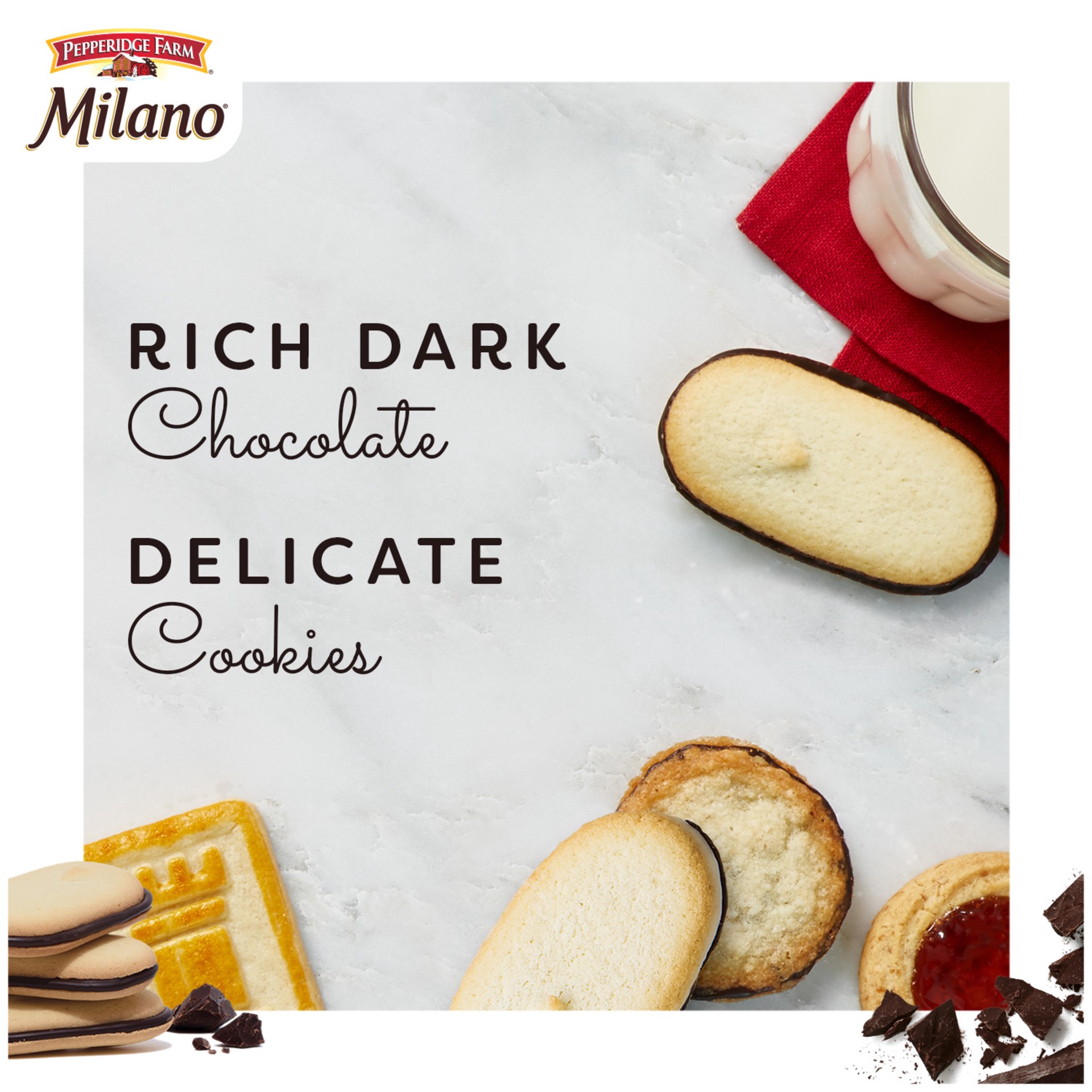 slide 5 of 8, Pepperidge Farm Milano Cookies, Dark Chocolate, 30 Packs, 2 Cookies per Pack, 