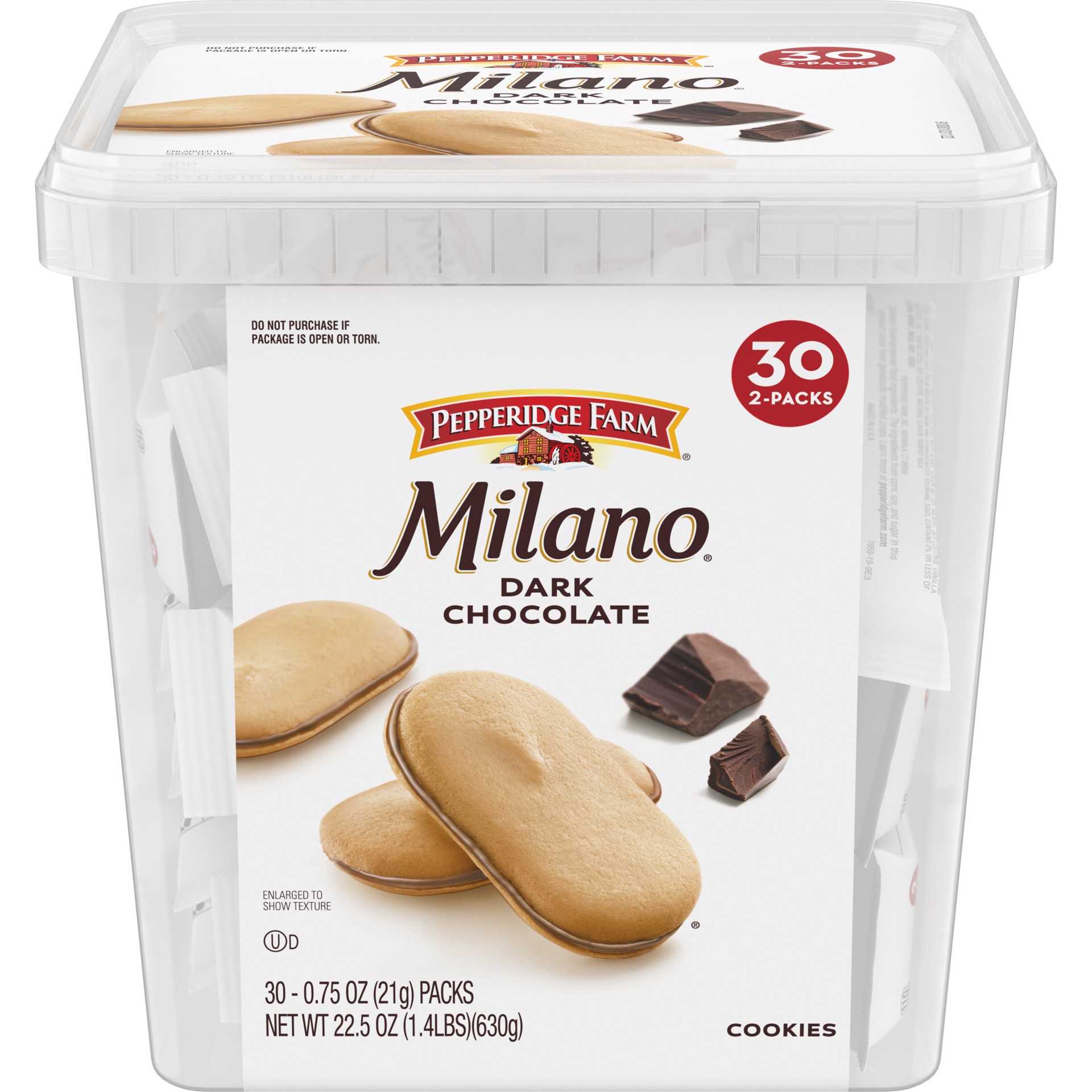 slide 1 of 8, Pepperidge Farm Milano Cookies, Dark Chocolate, 30 Packs, 2 Cookies per Pack, 