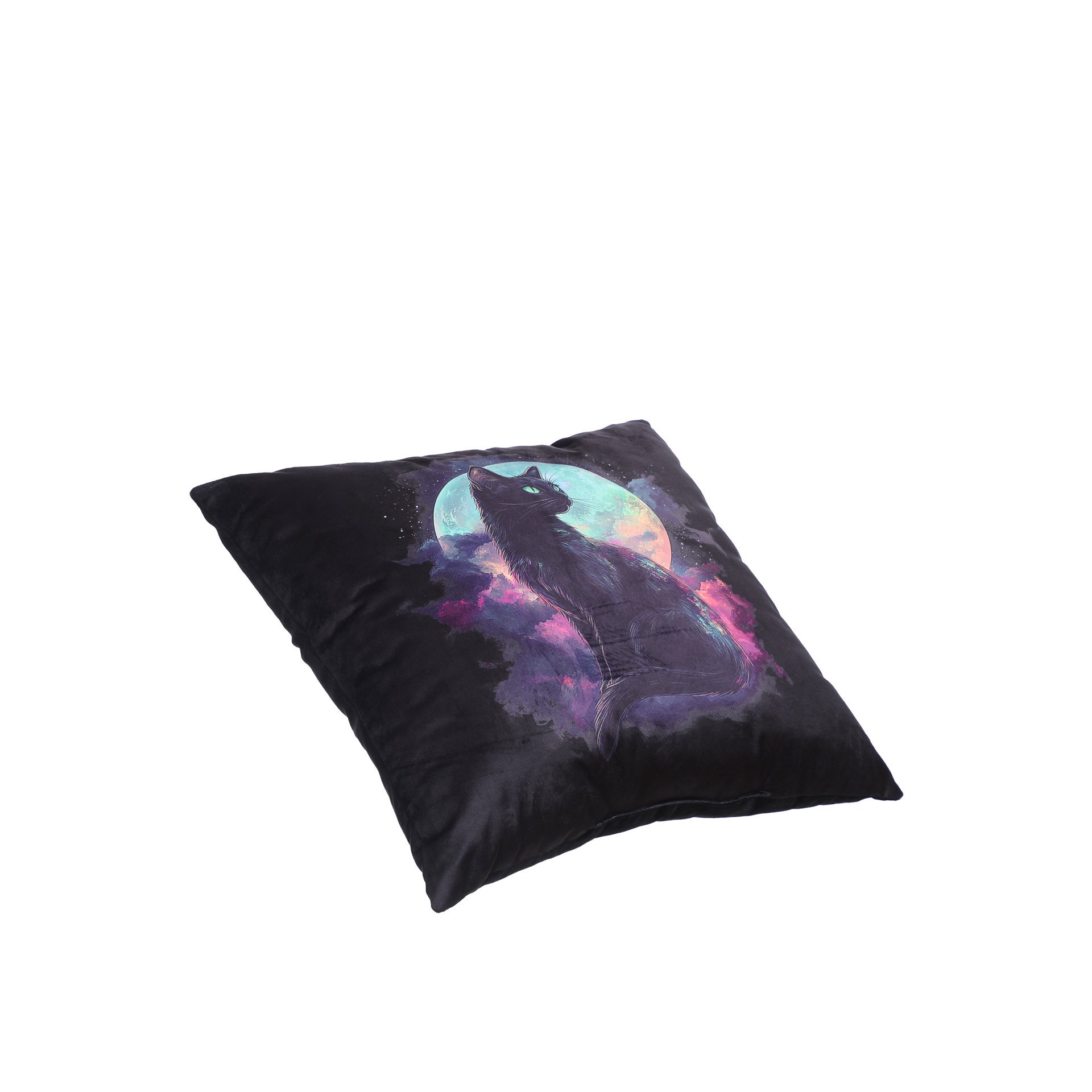 slide 2 of 3, 17" X 17" Cat With Moon Softline Pillow By Ashland, 17 in x 17 in
