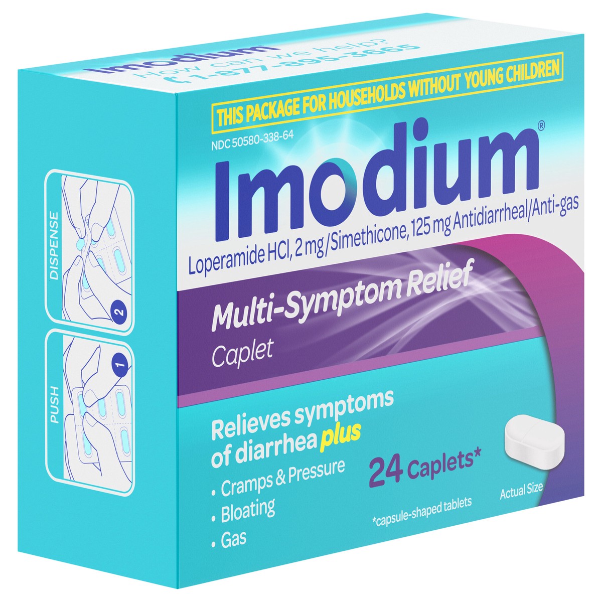 slide 2 of 4, Imodium Multi-Symptom Relief Caplet 24 Count, 24 ct