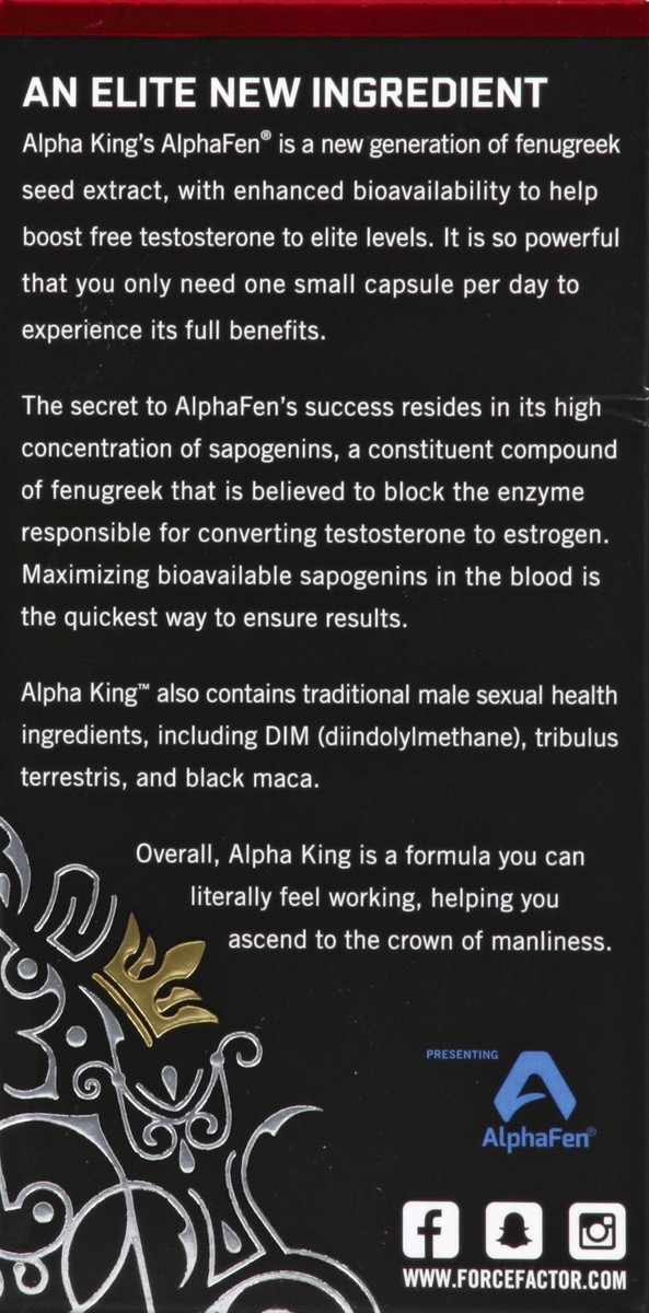 slide 3 of 4, Force Factor Alpha King Testosterone Booster Capsules, 15 ct