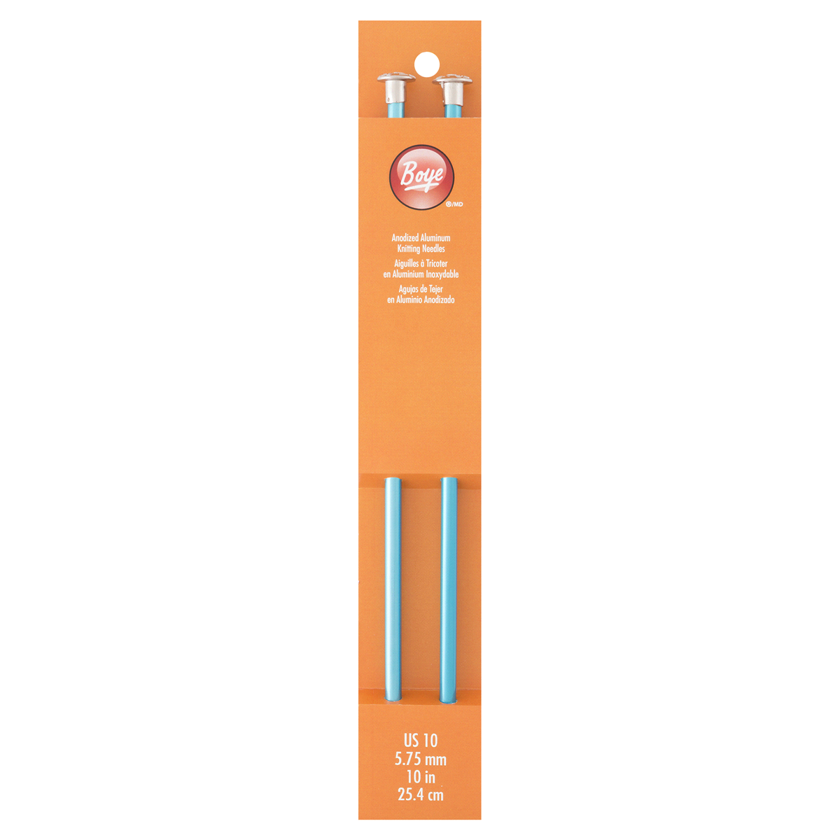 slide 1 of 1, Boye Straight Aluminum Knitting Needles 10"- size 10, 1 ct