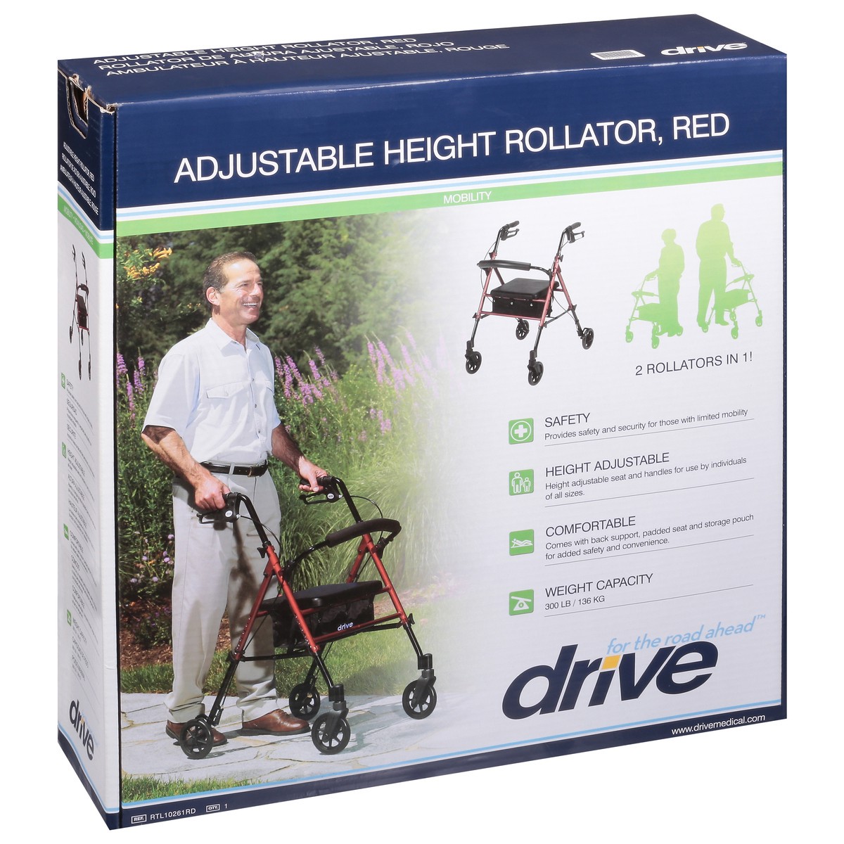 slide 9 of 9, Drive Adjustable Height Rollator, 1 ct