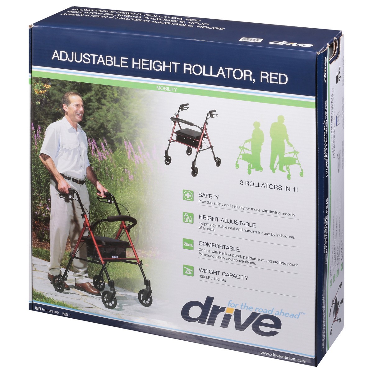 slide 7 of 9, Drive Adjustable Height Rollator, 1 ct