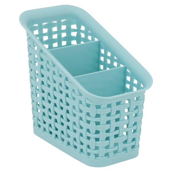 slide 1 of 5, See Jane Work 3-Tier Weave Bin, Blue, 1 ct