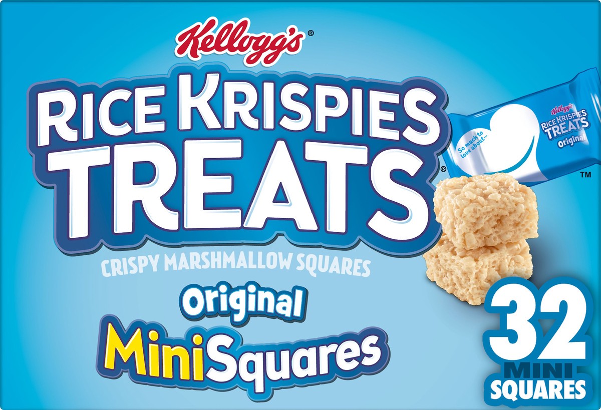 slide 8 of 11, Kellogg's Rice Krispies Treats Crispy Mini Marshmallow Squares, Original, 12.4 oz, 32 Count, 12.4 oz