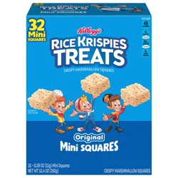 Rice Krispies Treats Crispy Mini Marshmallow Squares, Kids Snacks, Snack Bars, Original, 12.4oz Box, 32 Bars