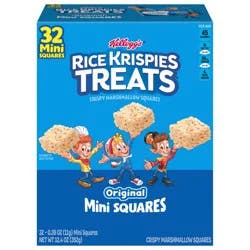 Rice Krispies Treats Crispy Mini Marshmallow Squares, Kids Snacks, Snack Bars, Original, 12.4oz Box, 32 Bars