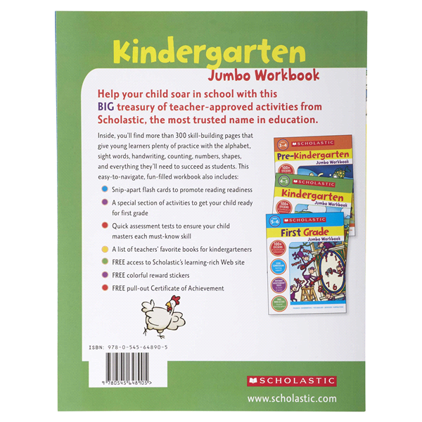 slide 4 of 5, Kindergarten Jumbo Workbook By Scholastic, 1 ct