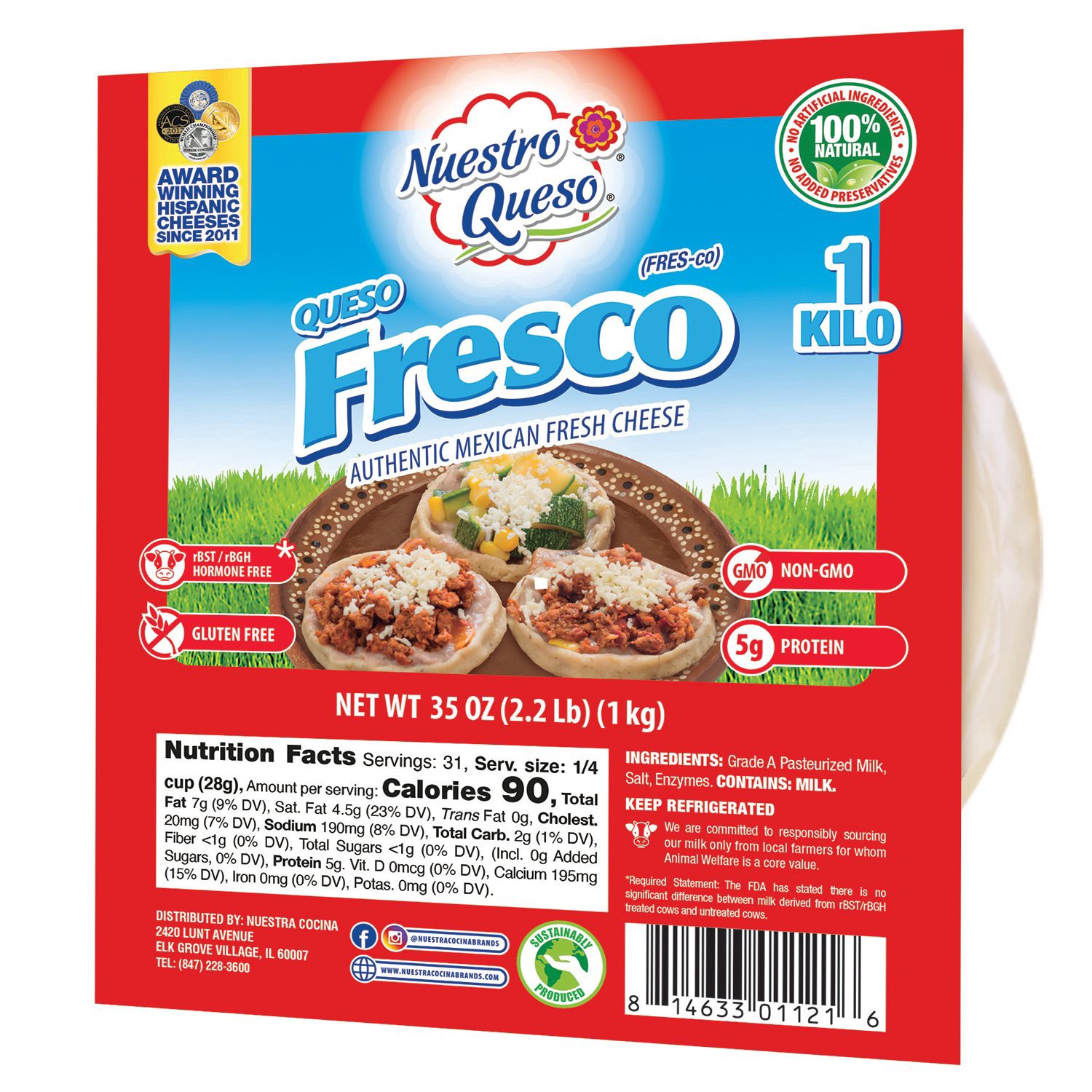 slide 1 of 1, Nuestro Queso Freco Cheese Kilo, 2.2 lb
