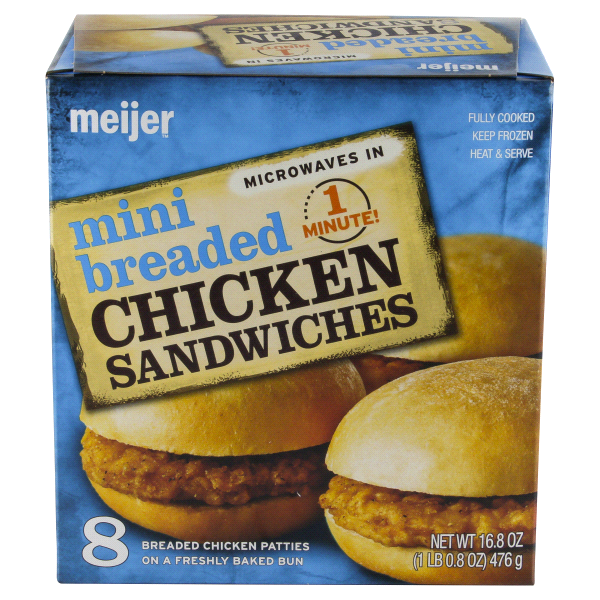 slide 1 of 1, Meijer Mini Breaded Chicken Sandwich, 8 ct