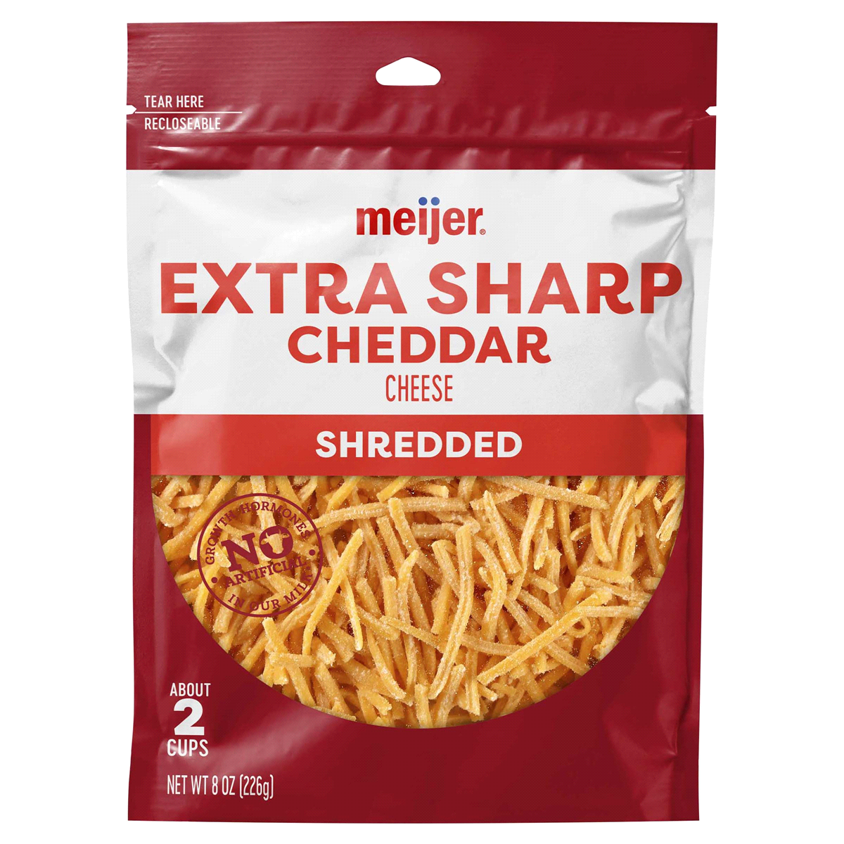 slide 1 of 5, Meijer Shredded Extra Sharp Cheddar Cheese, 8 oz