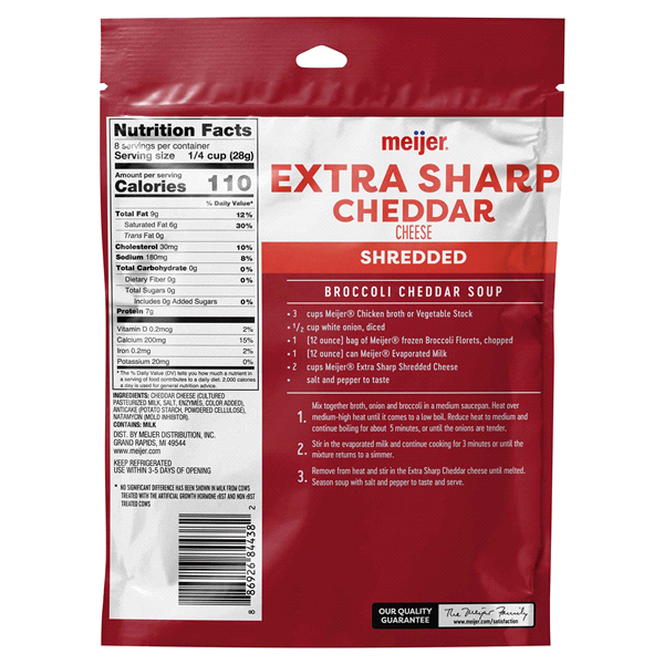 slide 4 of 5, Meijer Shredded Extra Sharp Cheddar Cheese, 8 oz