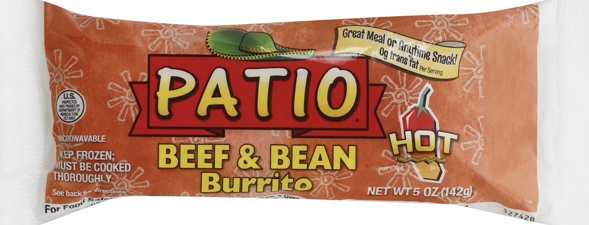 slide 1 of 5, Patio Beef & Bean Burrito 5 oz, 5 oz