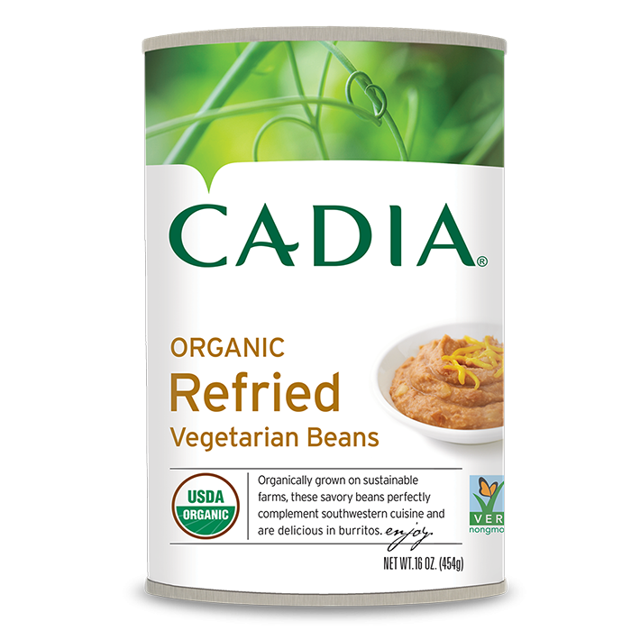 slide 1 of 1, Cadia Organic Refried Vegetarian Beans, 16 oz