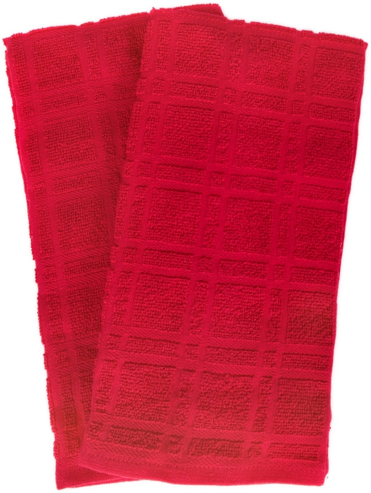 slide 1 of 1, Everyday Living Solid Waffle Kitchen Towels - Red, 2 ct