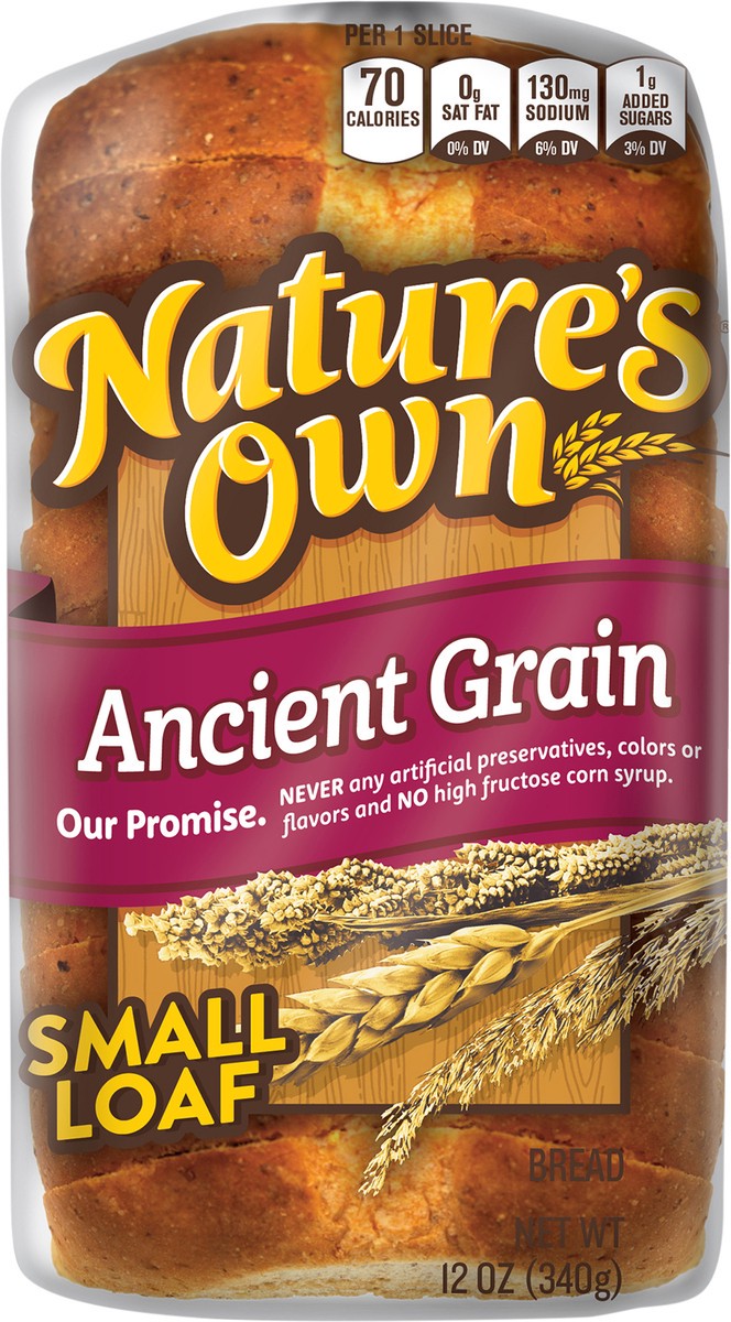 slide 4 of 14, Nature's Own Ancient Grain, Small Loaf Size, Sliced Bread, 12 oz Loaf, 12 oz