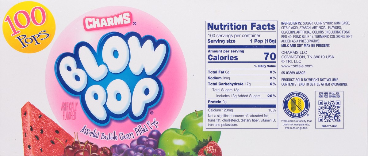 slide 11 of 14, Charms Assorted Blow Pop 100 - 0.65 oz Pops, 100 ct