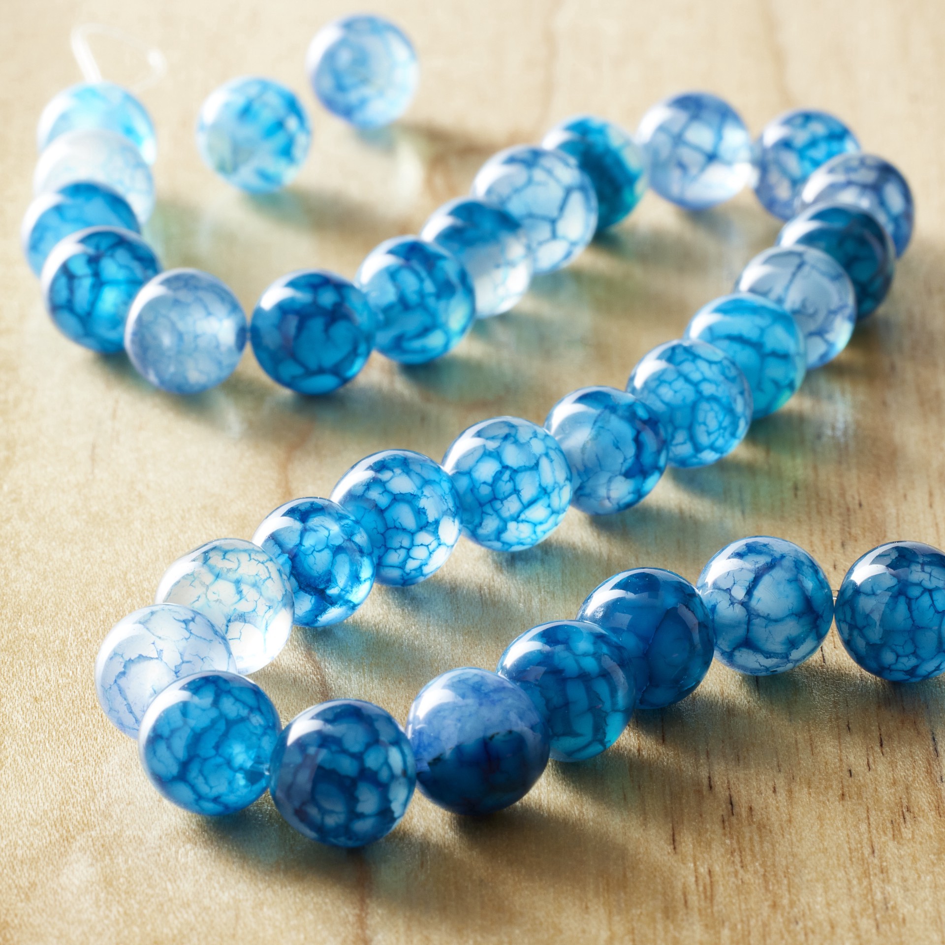 slide 3 of 3, Blue Crackle Agate Round By Bead Landing, 8mm, 8mm